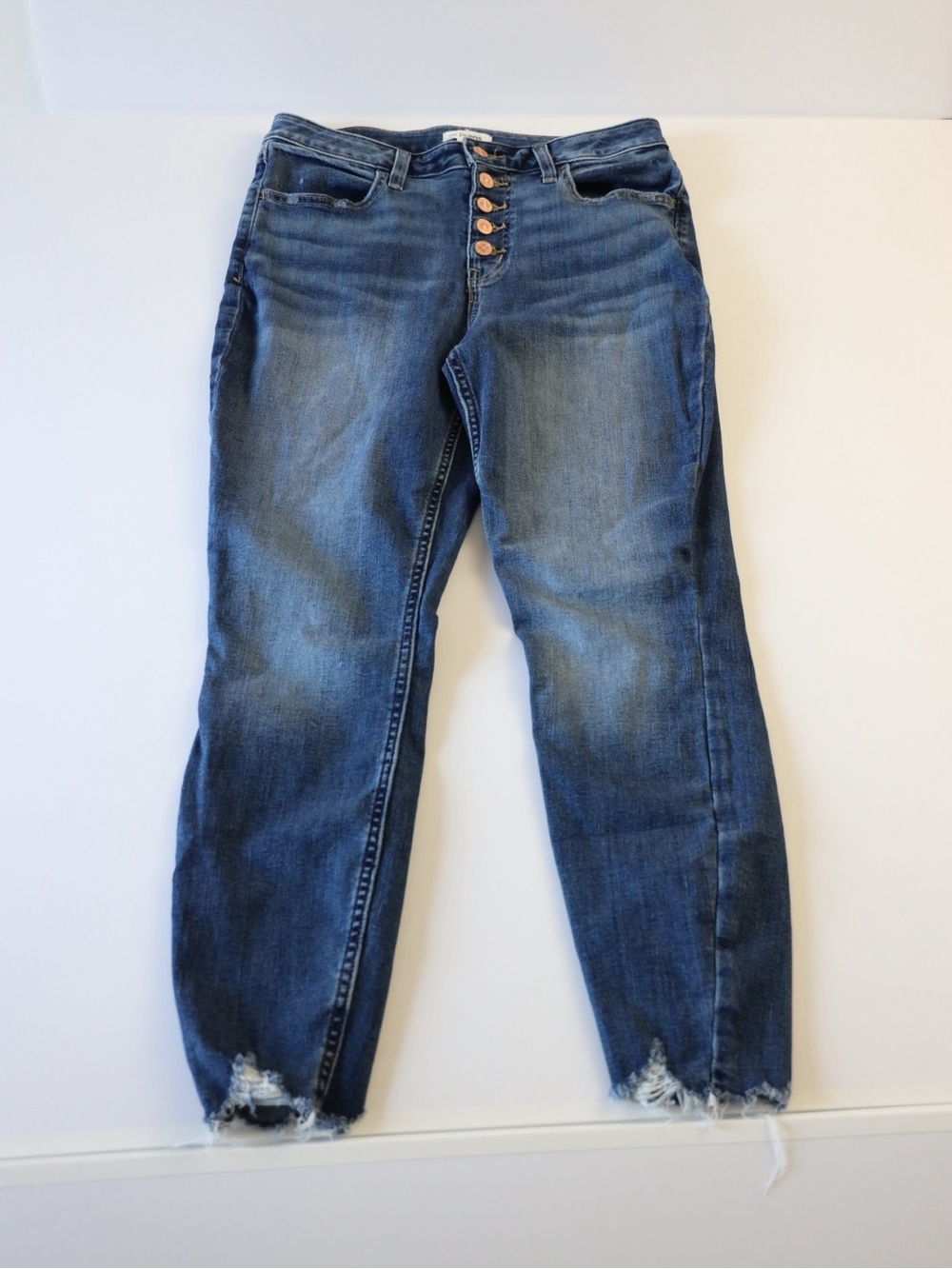 Maurices Women's Mid-Blue Skinny Jeans with Button-Fly